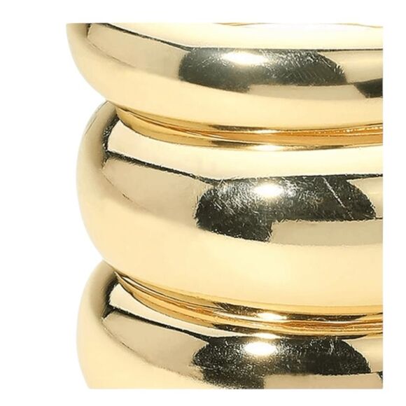 Stackable 3 Piece Bangle Bracelet Set Gold Chunky Cuff Slip-On Wide Width - Picture 3 of 3